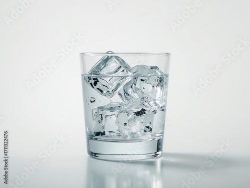 Realistic Photo of a Glass of Water with Ice Cubes
