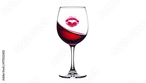 Wine glass with a kiss-shaped watermark