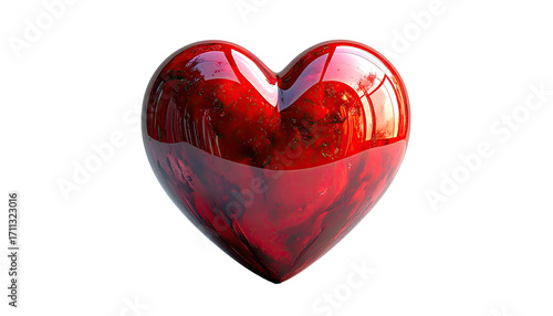 Shiny red heart, glossy, 3D