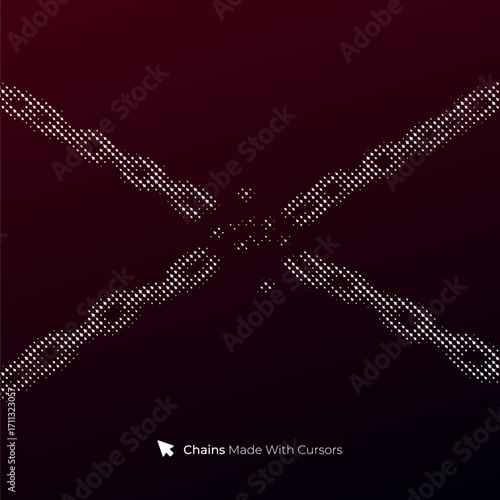 Vector design of broken chains made with mouse pointers