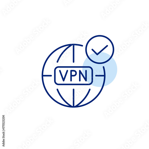 Trusted VPN service, verified protected connection. Pixel perfect, editable stroke vector icon