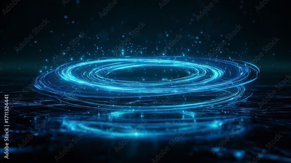 Fototapeta premium Water ripples in dark, starlit background