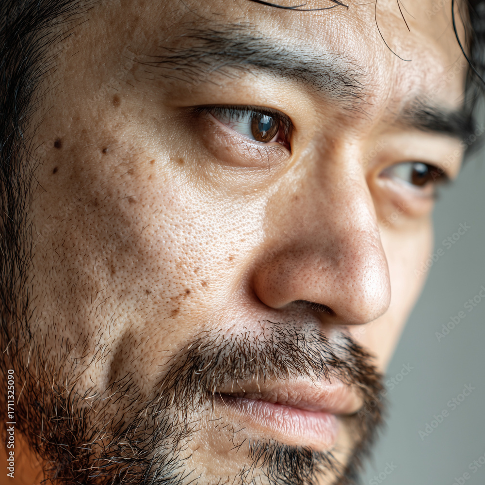 Obraz premium 髭を生やした日本人の男性