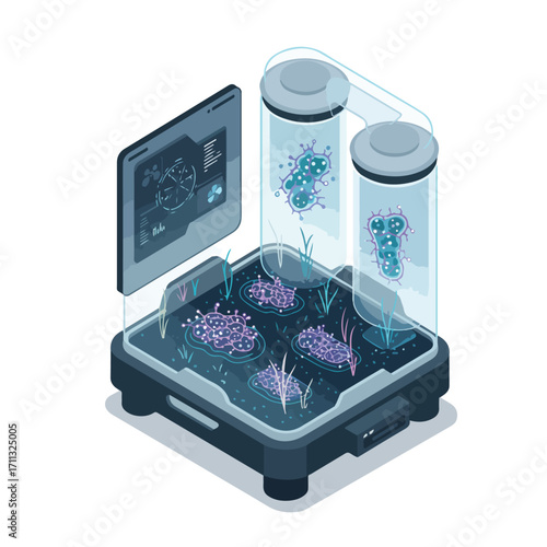 Advanced Bioengineering Lab Vector Illustration: Pioneering Biotech Research for Sustainable Agriculture Innovation