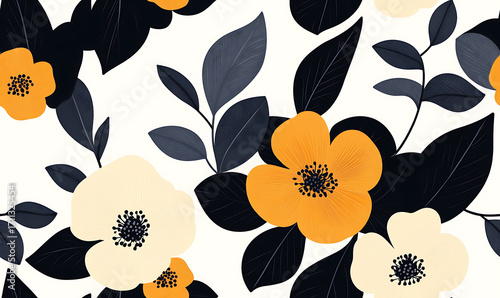 Floral or leaf pattern background suitable for wallpaper, fabric, or decorative design. Soft colors and natural style, ideal for digital and print use.
