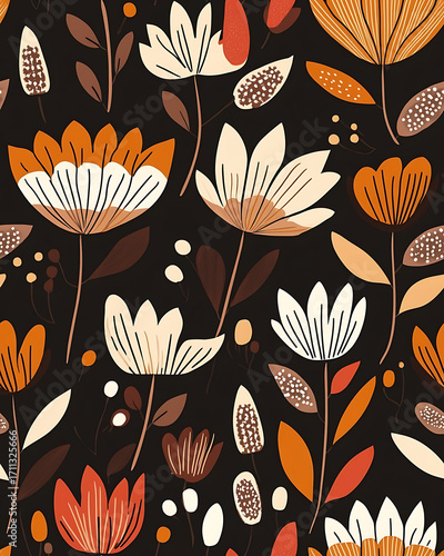 Floral or leaf pattern background suitable for wallpaper, fabric, or decorative design. Soft colors and natural style, ideal for digital and print use.