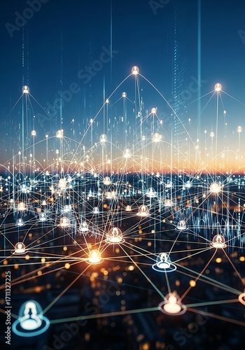 Global communication network, digital data transmission, interconnected world