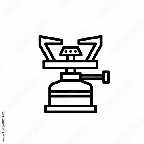 Simple line drawing of a portable camping gas stove.