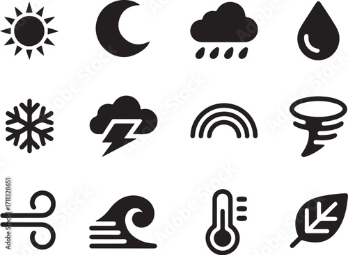 Weather forecast icons set for mobile and web applications