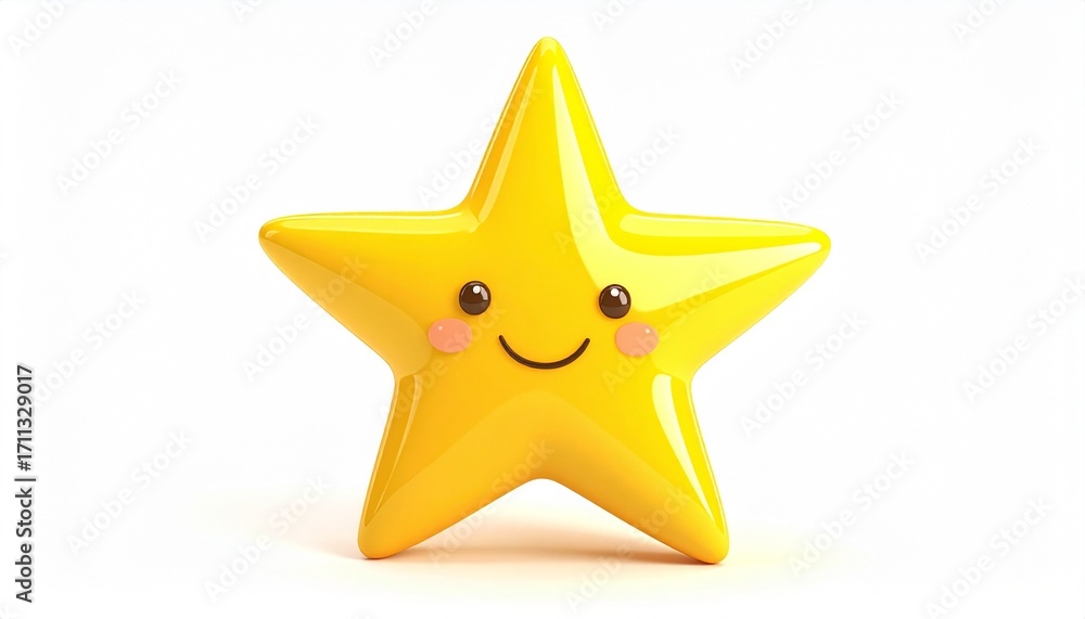 Obraz premium キャンディのような3D 星アイコン 黄色 CG画像素材