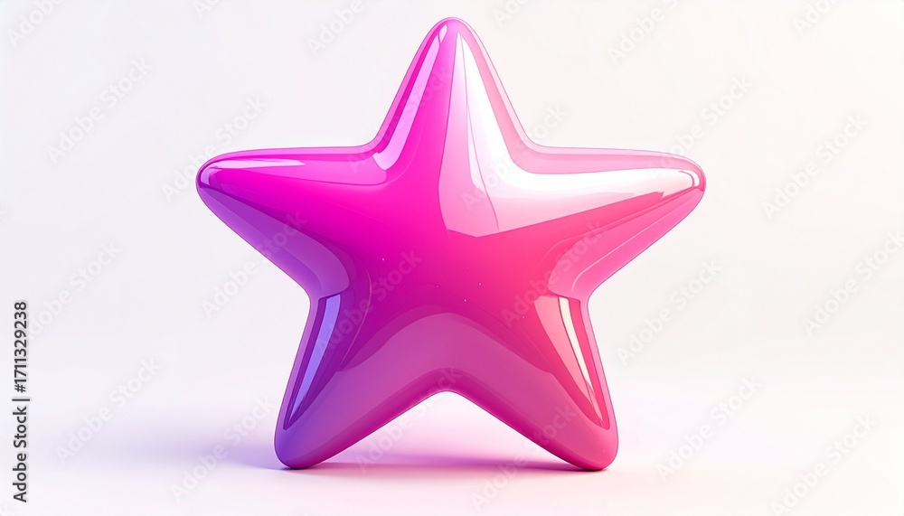Obraz premium キャンディのような3D 星アイコン ピンク CG画像素材