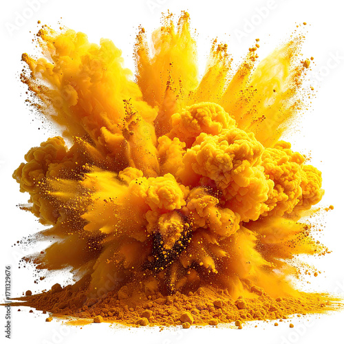 Explosive burst of bright yellow liquid