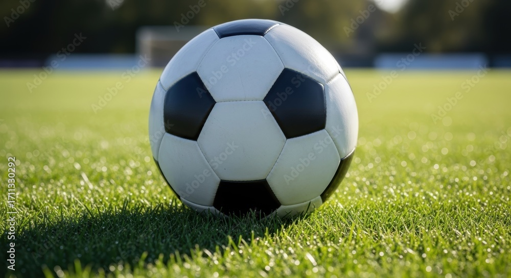 Fototapeta premium Soccer Ball on Stadium Field with Cheering Crowd