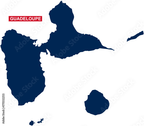 Solid state map of Guadeloupe of France in national colors
