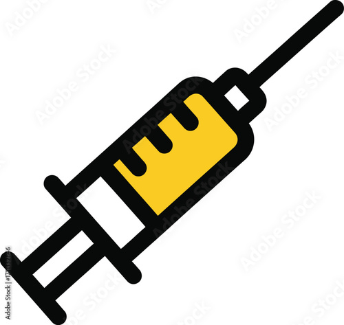 Vector art of syringe with needle, medical injection tool