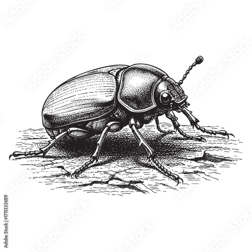 beetle engraving vector style