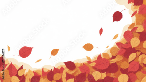 Autumn leaves background vector graphic design for fall season with colorful foliage and nature elements