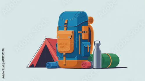 Adventure awaits: camping gear essentials for outdoor trips and hiking adventures. backpack, tent, and more.