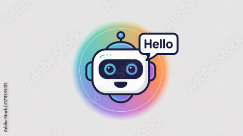 Cute ai chatbot robot assistant saying hello for customer service and automation technology illustration vector
