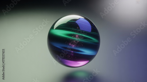 Orbital galaxy glass sphere cosmic nebula abstract art space exploration celestial body decorative object
