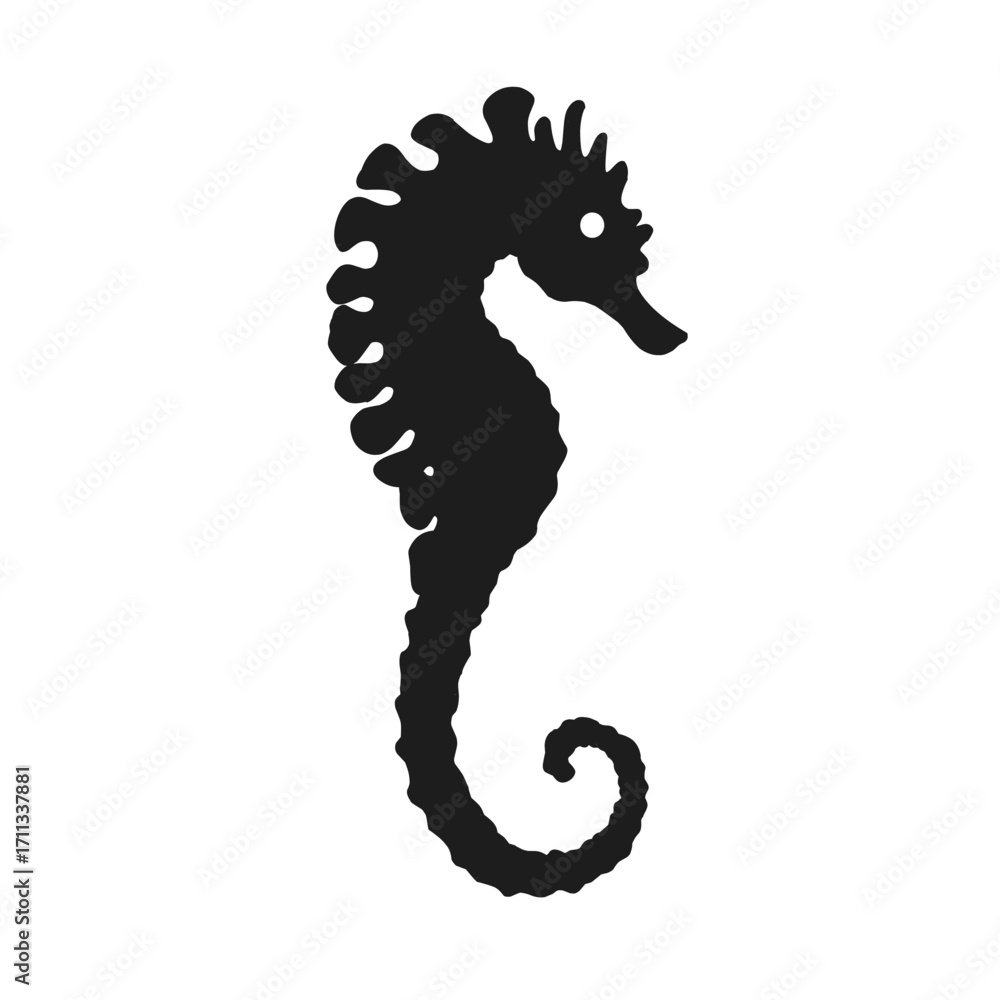 Fototapeta premium hand drawn seahorse silhouette vector illustration