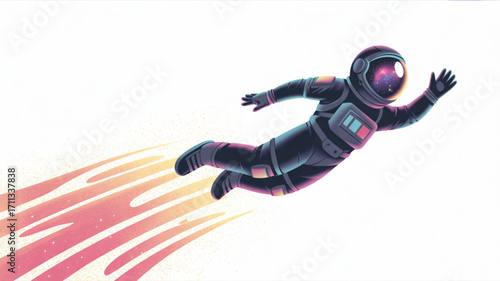 Astronaut floating in space illustration cosmic exploration spaceman galaxy art vector design graphic element