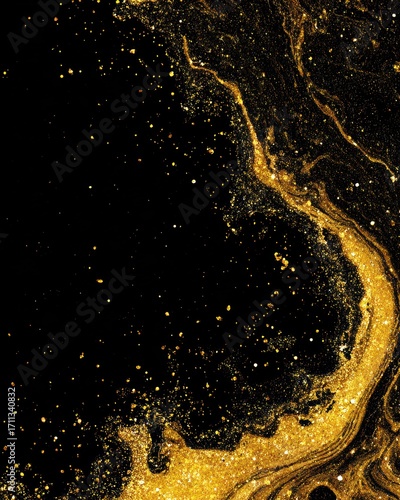 Sparkling Gold and Black Abstract Texture Background for Elegant Designs and Modern Illustrations