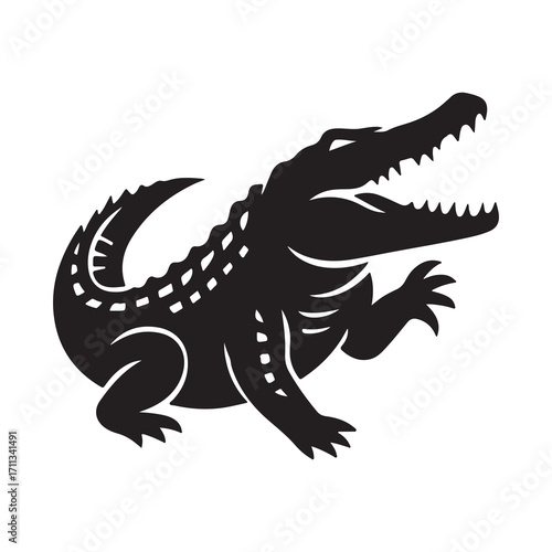 Crocodile Silhouette Wild Reptile Animal Vector Illustration
