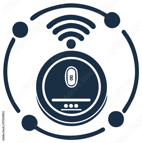 Smart robot vacuum cleaner icon for home automation and wireless connectivity technology