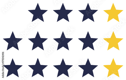 High quality product or service rating with four dark stars and one golden star
