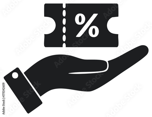 Hand Holding Discount Coupon with Percentage Symbol, Savings Promotion Concept
