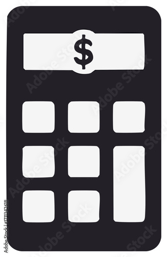 Calculator icon with dollar symbol and empty buttons for financial calculation