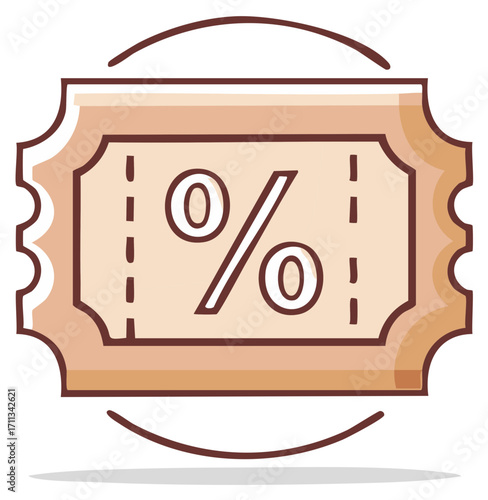 Discount Voucher Illustration Featuring Percentage Symbol for Promotions and Savings