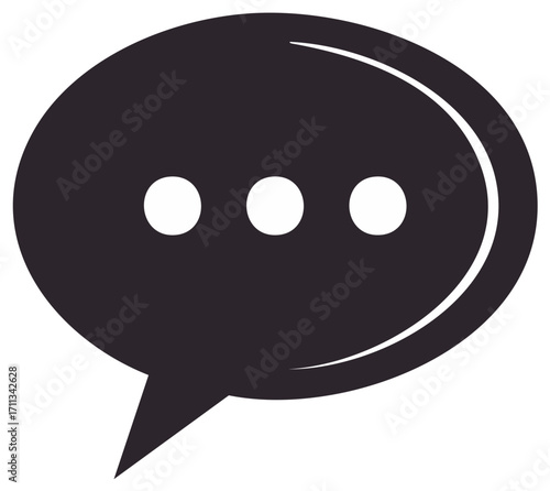 Simple dark speech bubble with ellipsis dots symbol