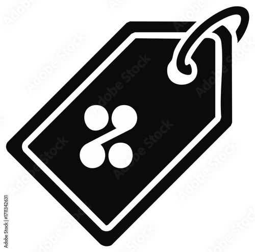 Black and white price tag with dots design, logo, illustration