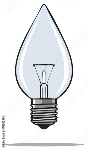 Vector illustration of a flame-shaped incandescent light bulb. Symbol of idea, innovation, and creativity.