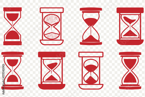 Sand watch icon set. Hourglass symbol. Waiting time concept. Vector illustration. Hourglass icon set representing time management and countdown concept. eps 10