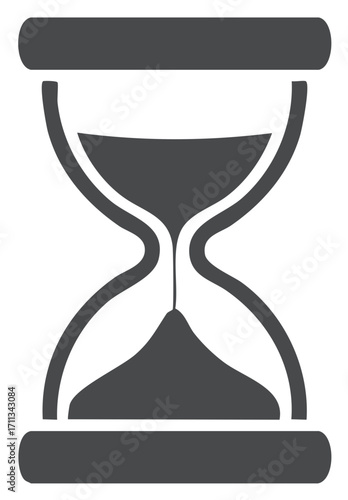 Hourglass with sand flowing representing time passing icon illustration