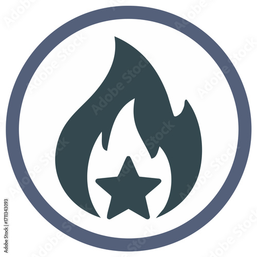 Fiery Star Icon Emblem of Excellence and Success