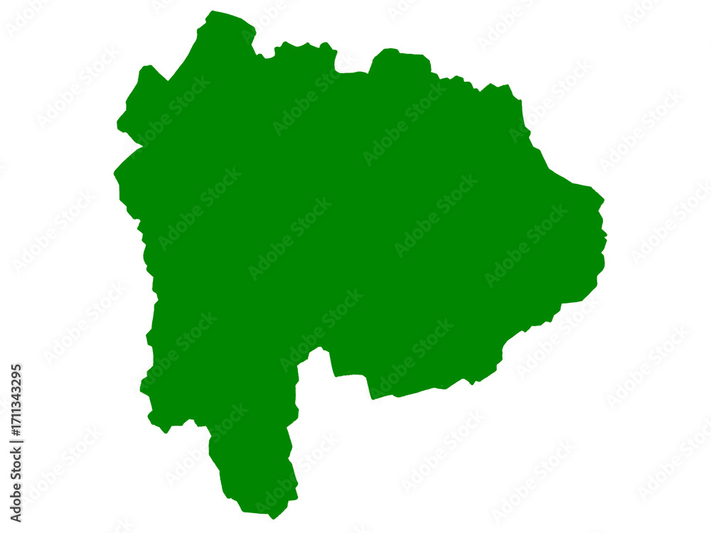 Obraz premium 山梨県の地図（グリーン）