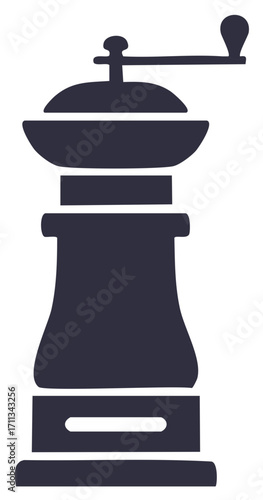 Classic hand crank coffee grinder or spice mill silhouette icon