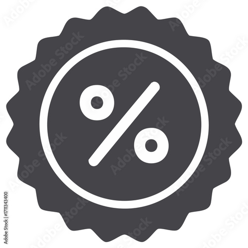 Discount Percentage Sign Inside Decorative Rosette Price Reduction Offer Icon