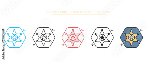 Sheriff Badge icon design with white background stock illustration