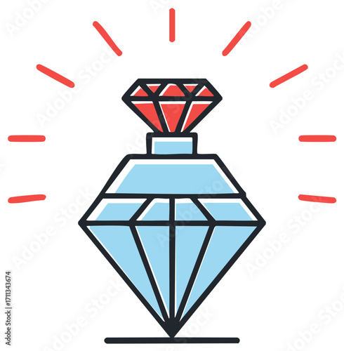 Sparkling Gemstone Ring with Radiant Glow Artistic Illustration