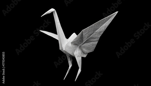 Folded paper crane