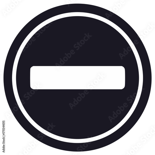 Restricted sign showing a minus symbol for no entry or denial symbol, access forbidden