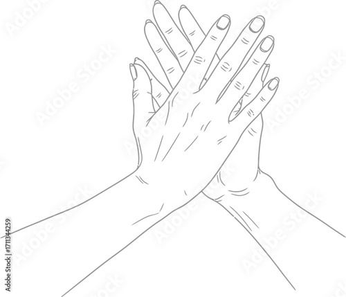 Two hands in a high five gesture, symbolizing teamwork and celebration.