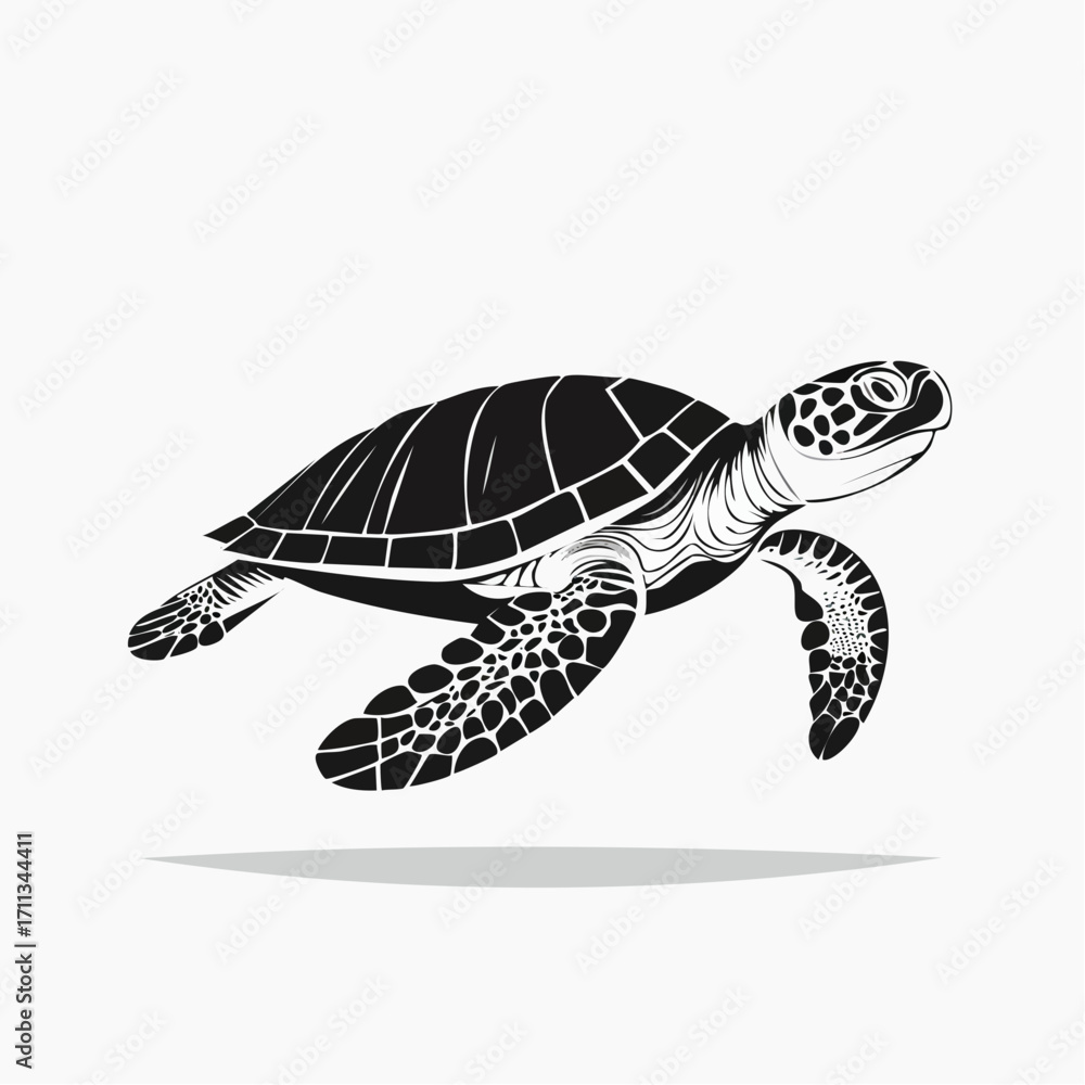 Fototapeta premium Elegant Sea Turtle Silhouette Minimalist Vector Illustration