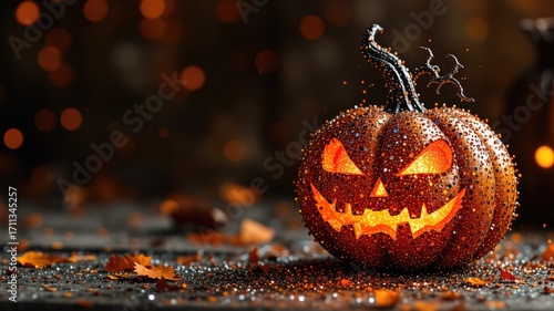Glittery Halloween Pumpkin Celebration Card Template