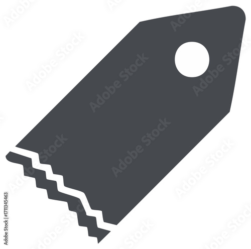 Blank price tag or ticket stub icon with serrated edge vector graphic